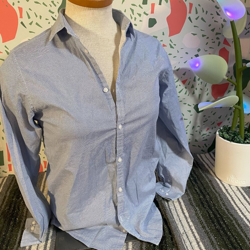 Van Heusen Flex Blue Check Button Up Long Sleeve Top - XL (18/20)